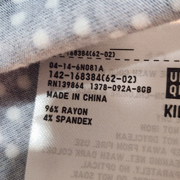 Uniqlo Blue Polkadot Rayon Blend Stretchy Girls Dress Size 12 - Picture 3 of 6